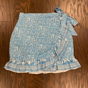 Shein Floral Print Blue Mini Skirt